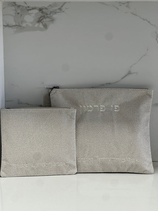 כיסוי טלית ותפילין פשתן בהיר