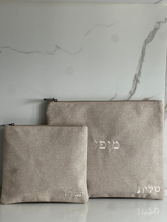 כיסוי טלית ותפילין פשתן בז׳