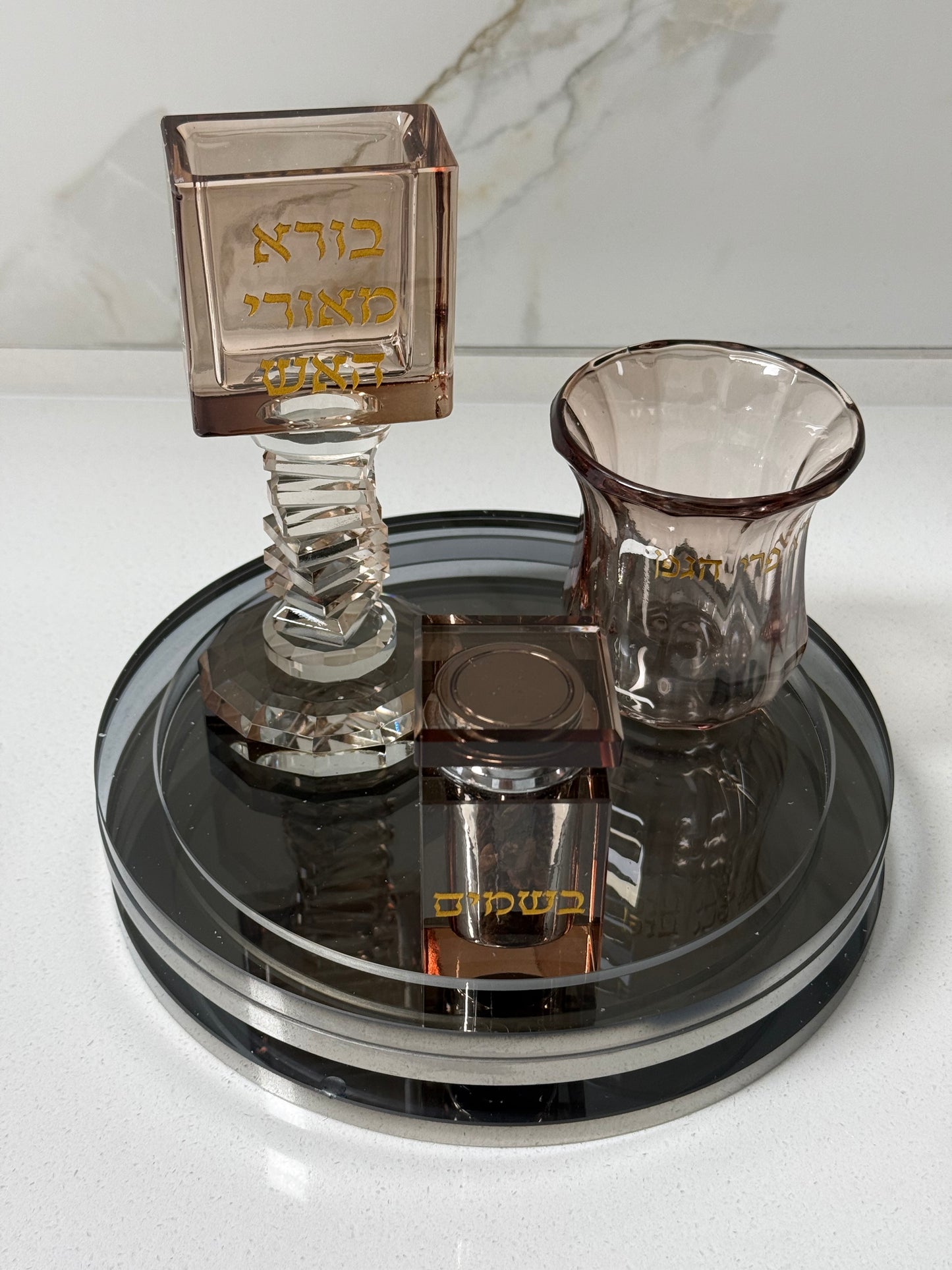 מארז הבדלה קריסטל רוז מושחר דגם 03